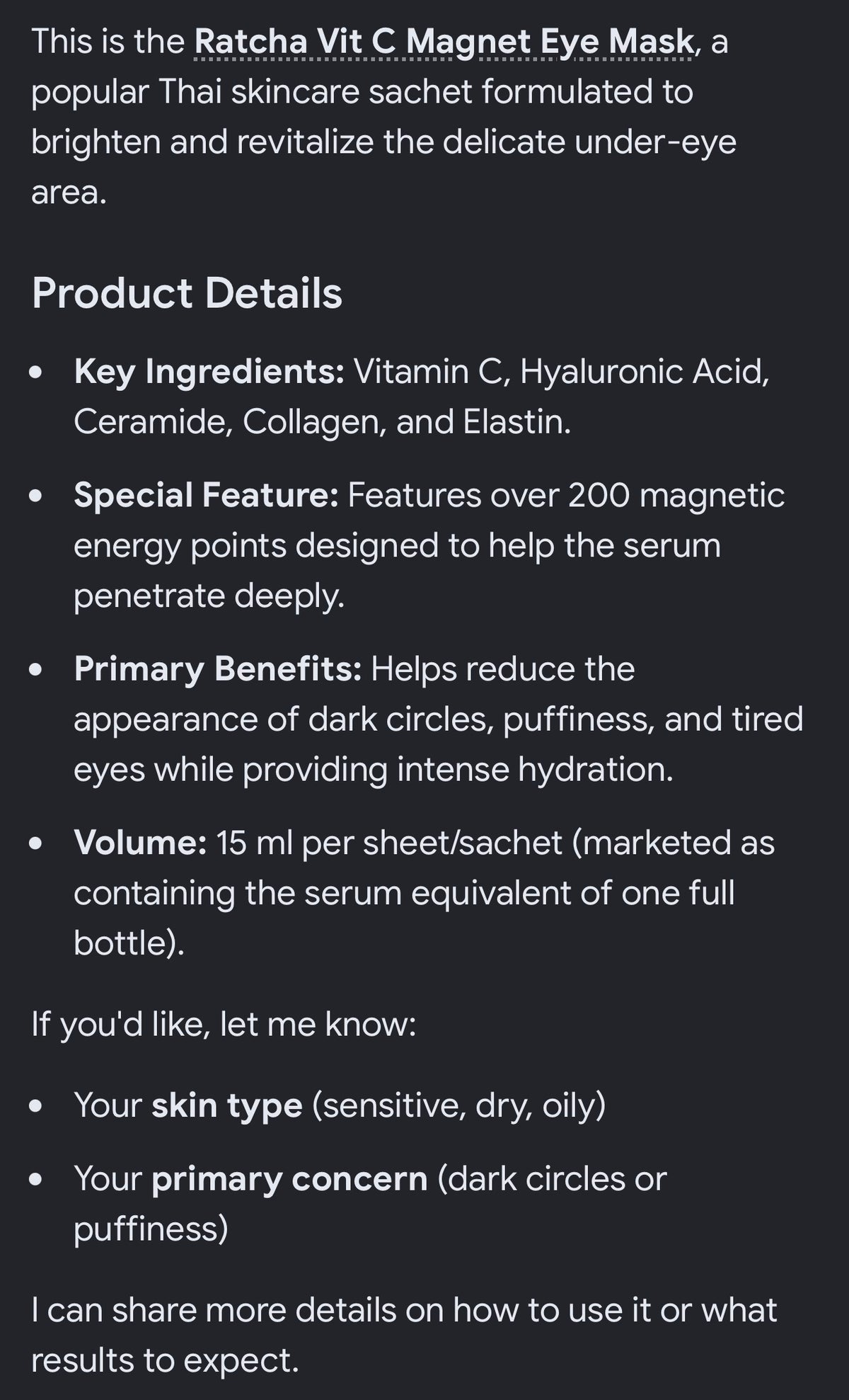 Vit c magnet eye mask