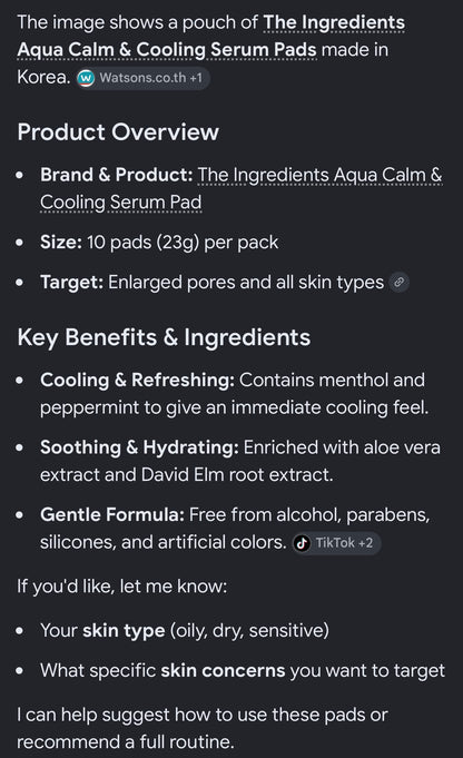 Aqua & cooling serum pad