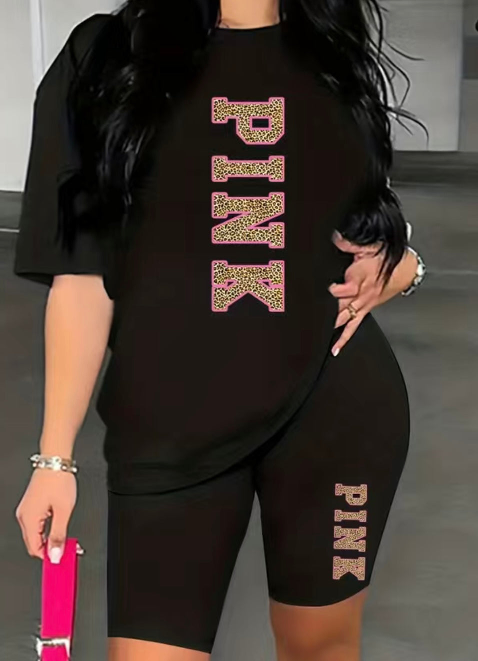 Pink short set